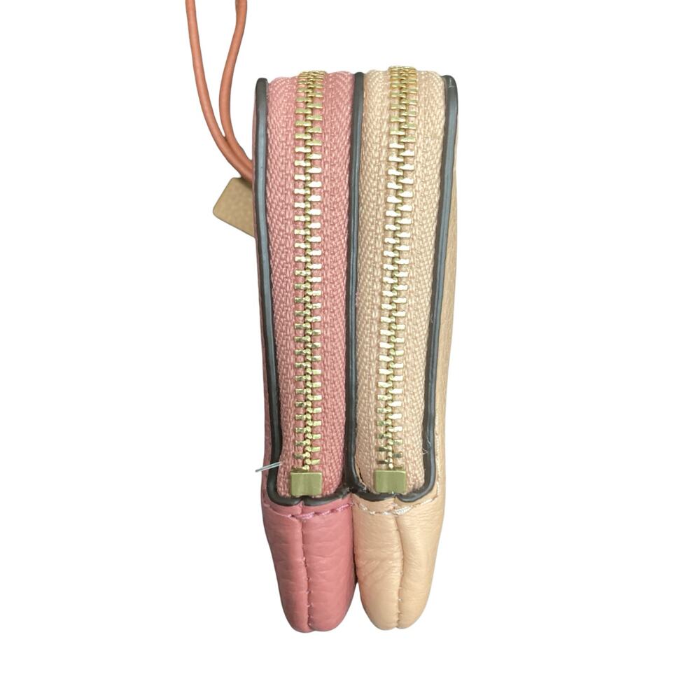 NWT Coach Wristlet/ Wallet Women’s One Size Double Corner Zip Pink And Orange - Picture 4 of 10